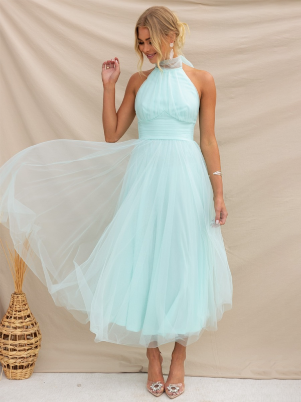 Elegant Dresses- Women's Fit & Flare Tulle Dress for Wedding Receptions- - IndioGear Fashion and Gear