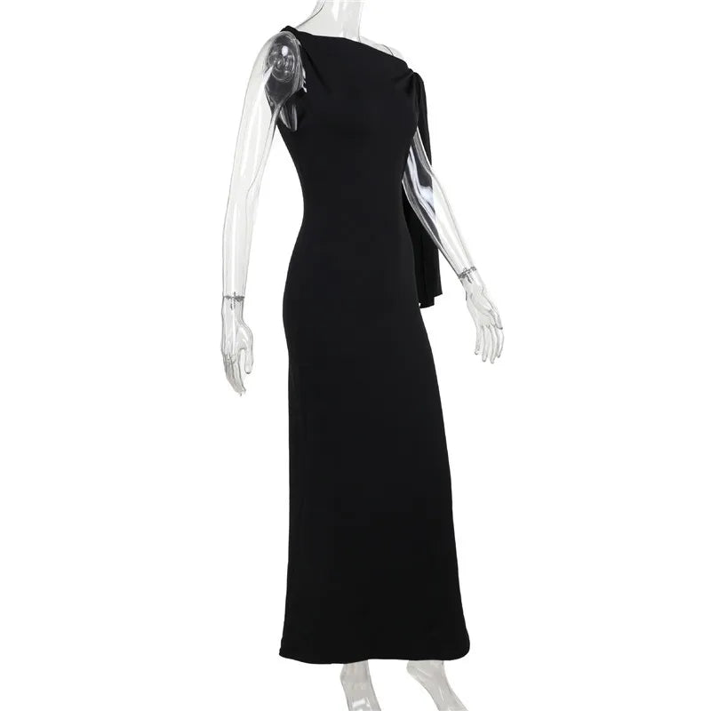 Elegant Dresses- Women's Mermaid Cocktail Dress with Knot Side Flare- - IndioGear Fashion and Gear