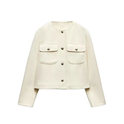 Elegant Jackets- Soft Pink Buttoned Blazer Elegant Dusty Office Jacket- White- IndioGear.com