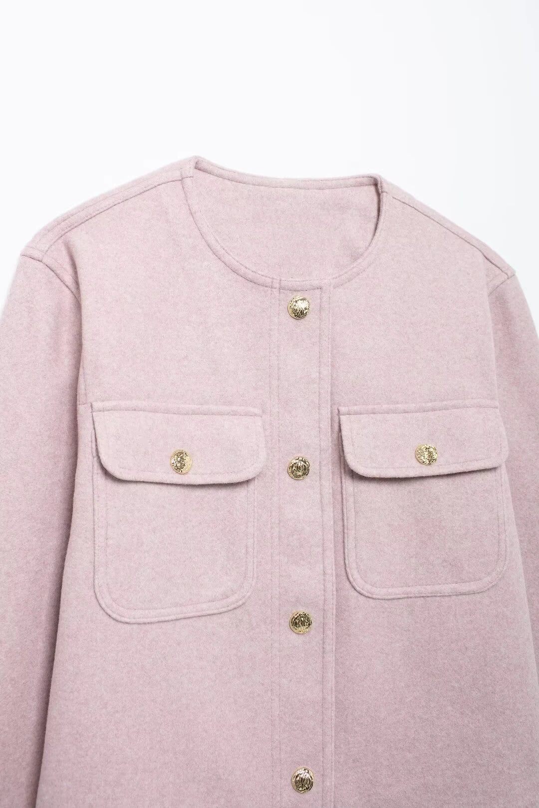 Elegant Jackets- Soft Pink Buttoned Blazer Elegant Dusty Office Jacket- - IndioGear.com