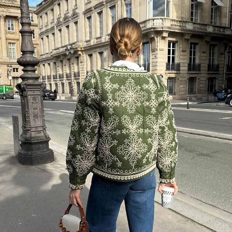 Embroidery Jackets- Floral Finesse Embroidered Jacket- - IndioGear.com