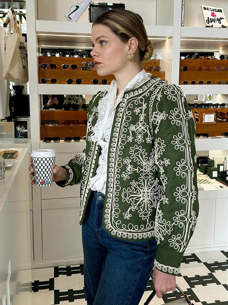 Embroidery Jackets- Floral Finesse Embroidered Jacket- - IndioGear.com