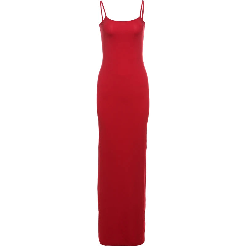 Evening Dresses- Curve-Hugging Sleeveless Maxi Dress- - IndioGear.com