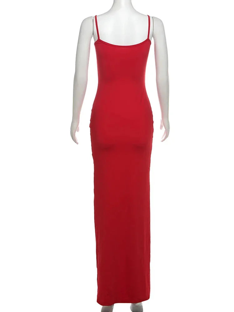 Evening Dresses- Curve-Hugging Sleeveless Maxi Dress- - IndioGear.com