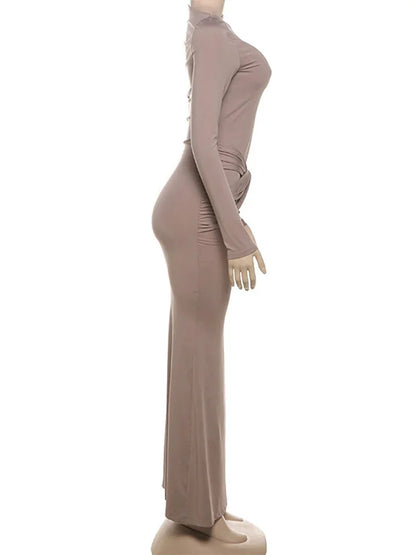 Evening Dresses- Twist Knot Asymmetrical Maxi Dress for Evenings- - IndioGear.com