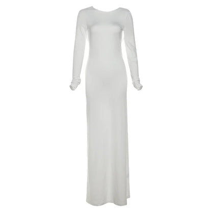 Evening Gown- Chic Cowl-Back Maxi Gown for Formal Evenings- - IndioGear.com