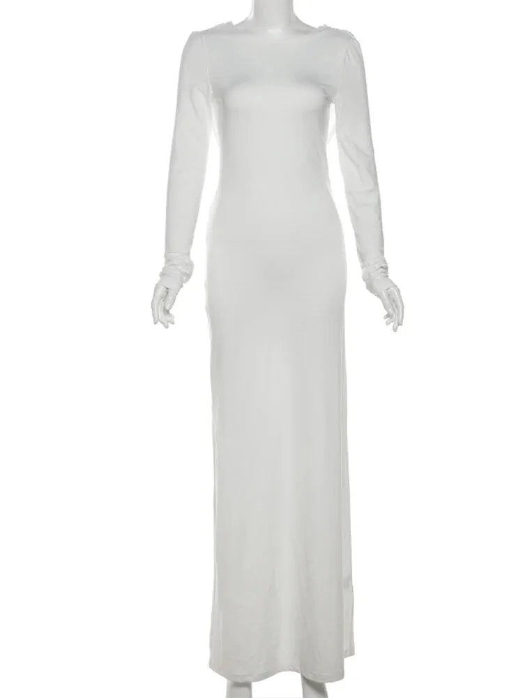 Evening Gown- Chic Cowl-Back Maxi Gown for Formal Evenings- - IndioGear.com