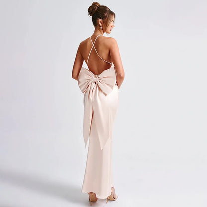 Evening Gown - Elegant Evening Bow-Back Gown