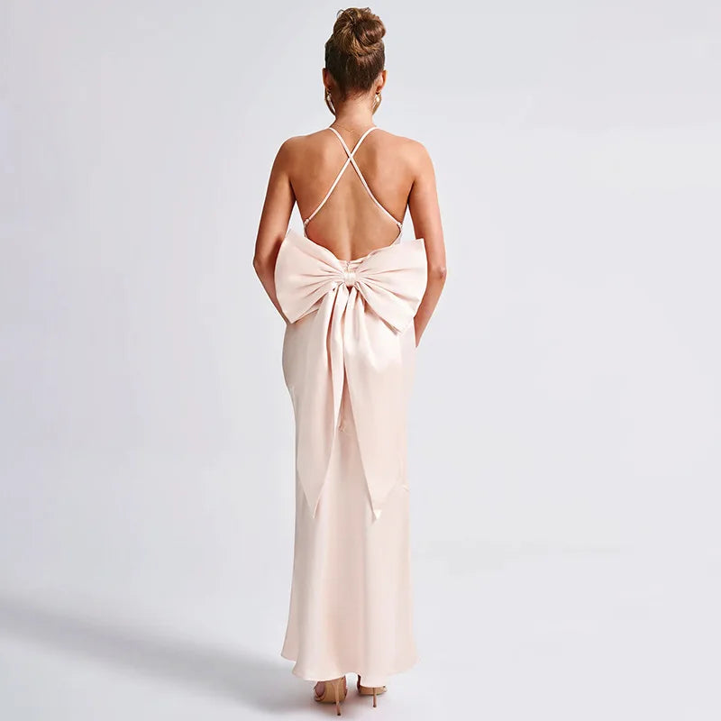 Evening Gown - Elegant Evening Bow-Back Gown