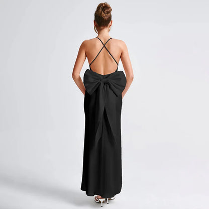 Evening Gown - Elegant Evening Bow-Back Gown