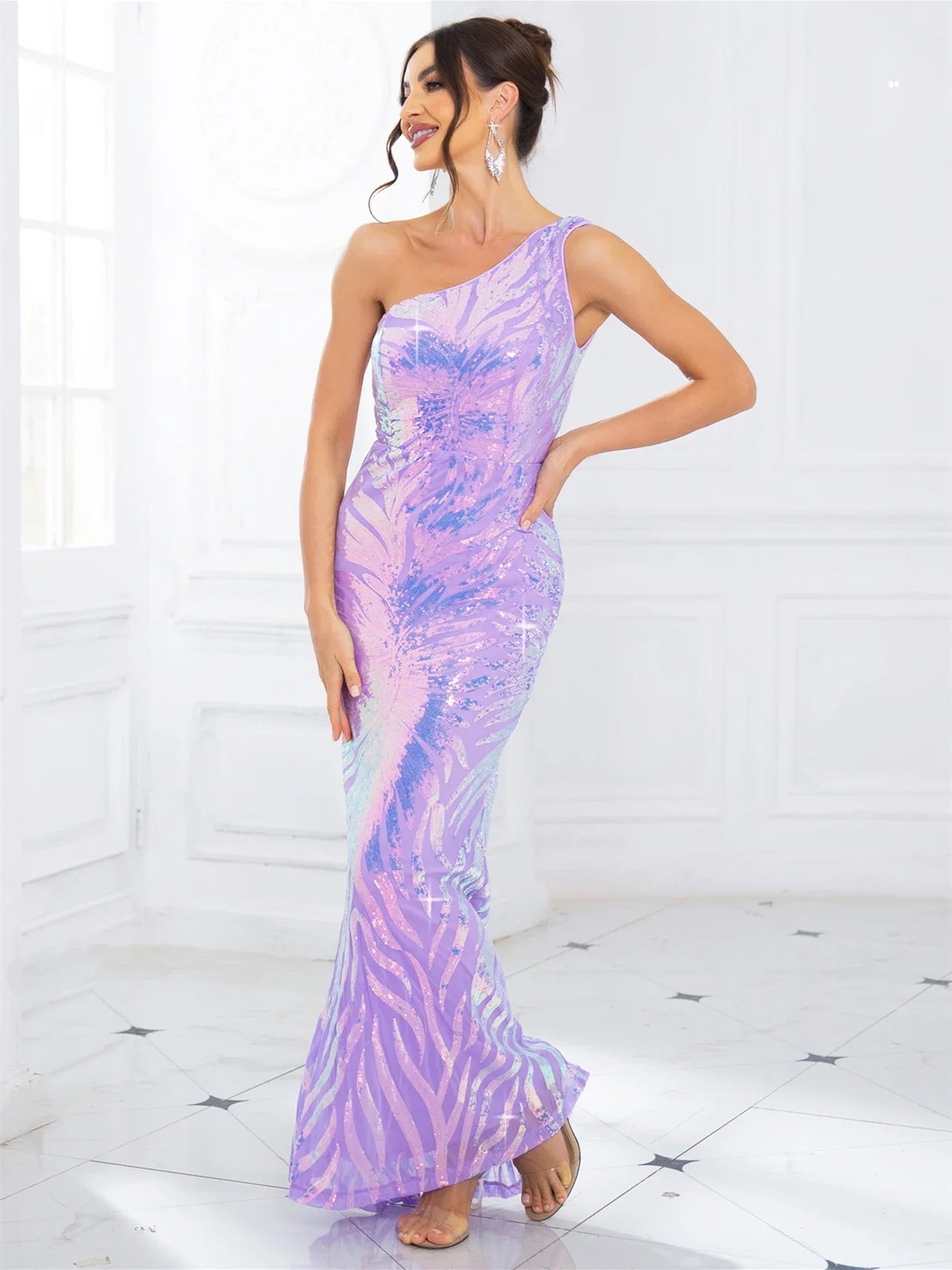 Evening Gown- True Mermaid Style Maxi Dress for Prom Night Elegance 🎉- Lavender- IndioGear Women Clothing