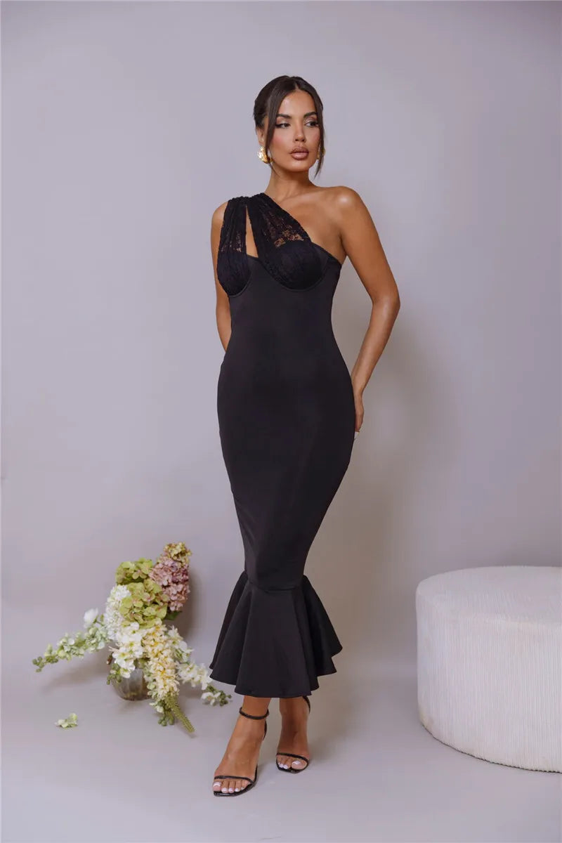 Event Dresses- Halter Elegance Mermaid Evening Dress- - IndioGear Women Clothing