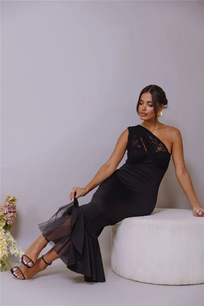 Event Dresses- Halter Elegance Mermaid Evening Dress- - IndioGear Women Clothing