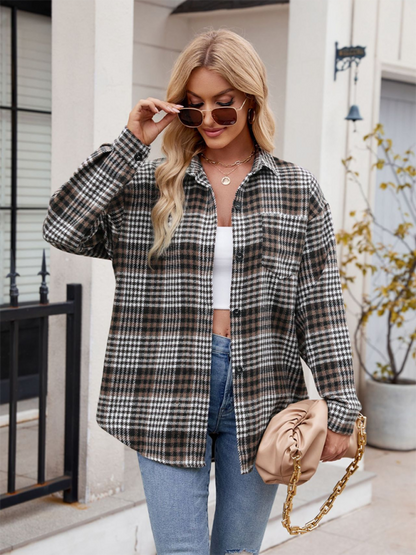 Fall Shirts- Autumn Essential Women's Plaid Flannel Shirt- - IndioGear.com