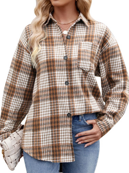 Fall Shirts- Autumn Essential Women's Plaid Flannel Shirt- - IndioGear.com