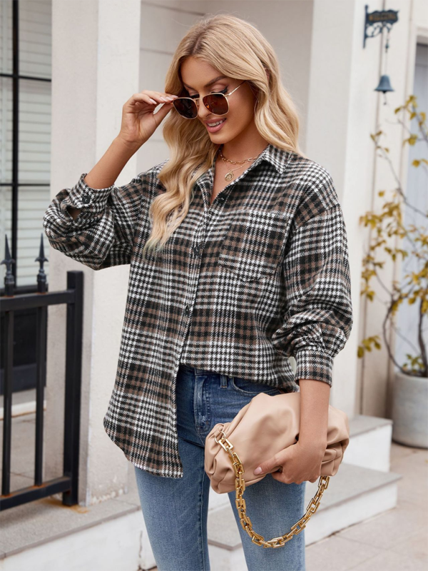 Fall Shirts- Autumn Essential Women's Plaid Flannel Shirt- - IndioGear.com