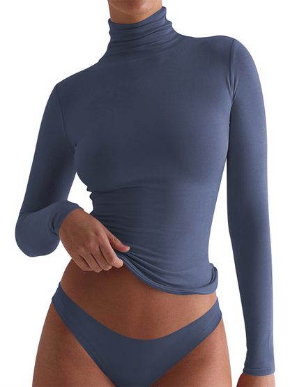 Fall Tops- Slim-Fit Turtleneck Top for Layering- - IndioGear.com