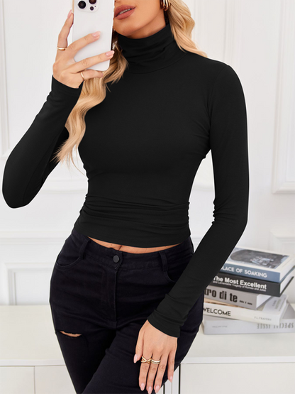 Fall Tops- Slim-Fit Turtleneck Top for Layering- - IndioGear.com