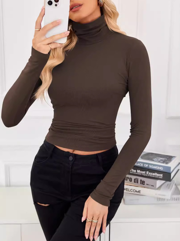 Fall Tops- Slim-Fit Turtleneck Top for Layering- - IndioGear.com