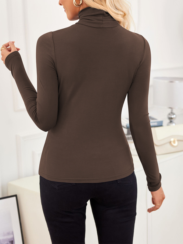 Fall Tops- Slim-Fit Turtleneck Top for Layering- - IndioGear.com