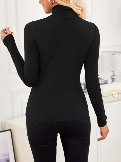 Fall Tops- Slim-Fit Turtleneck Top for Layering- - IndioGear.com