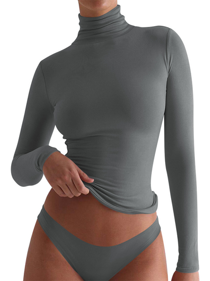 Fall Tops- Slim-Fit Turtleneck Top for Layering- - IndioGear.com