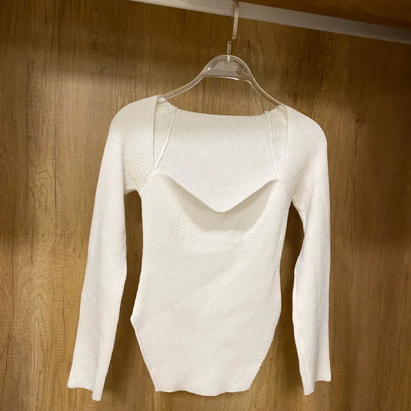 Fall Tops- Women Ribbed Knit Long Sleeve Top for Fall in Bodysuit-Like Design- - IndioGear.com