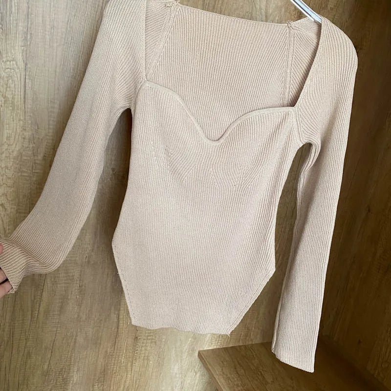 Fall Tops- Women Ribbed Knit Long Sleeve Top for Fall in Bodysuit-Like Design- - IndioGear.com