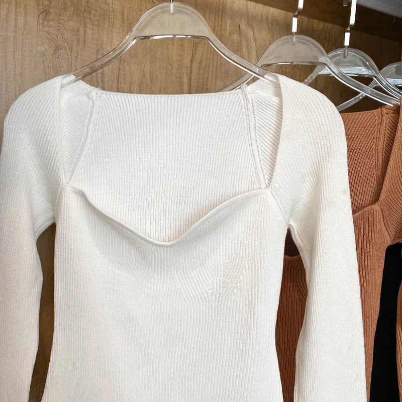 Fall Tops- Women Ribbed Knit Long Sleeve Top for Fall in Bodysuit-Like Design- - IndioGear.com