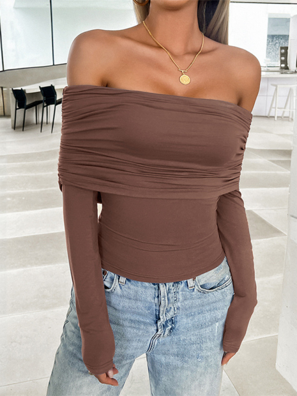 Fall Tops- Women's Essential Slim Fit Off-Shoulder Fall Top- - IndioGear.com