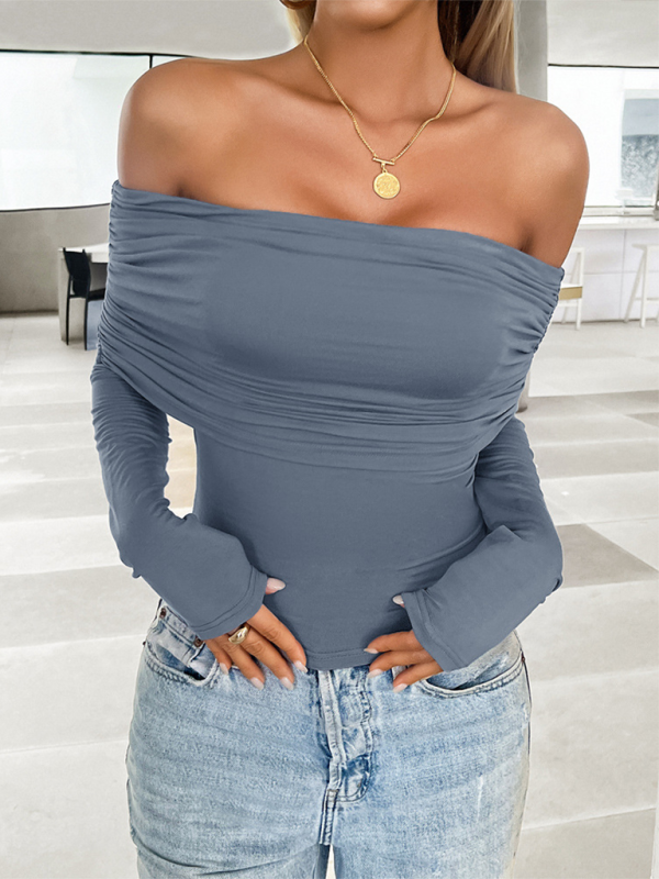 Fall Tops- Women's Essential Slim Fit Off-Shoulder Fall Top- - IndioGear.com