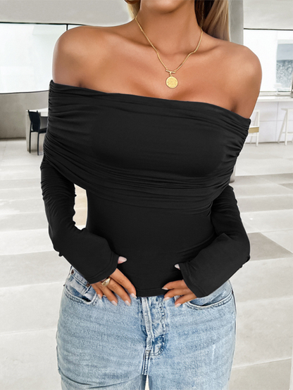 Fall Tops- Women's Essential Slim Fit Off-Shoulder Fall Top- - IndioGear.com