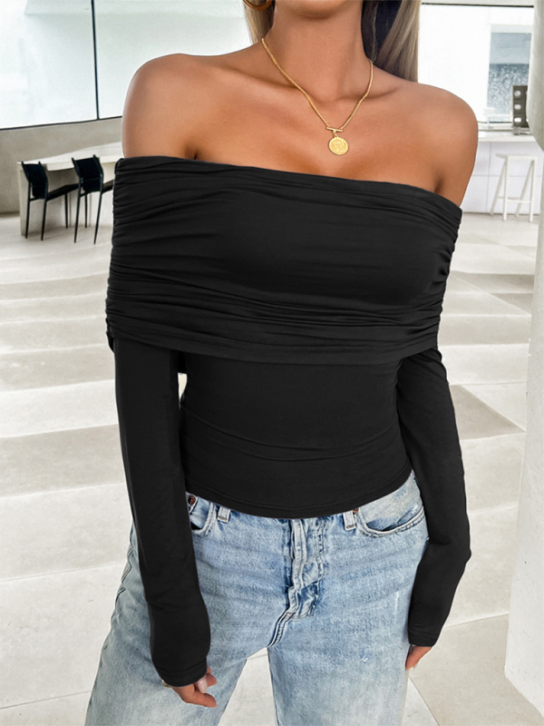 Fall Tops- Women's Essential Slim Fit Off-Shoulder Fall Top- - IndioGear.com