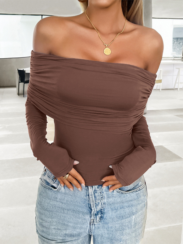 Fall Tops- Women's Essential Slim Fit Off-Shoulder Fall Top- - IndioGear.com