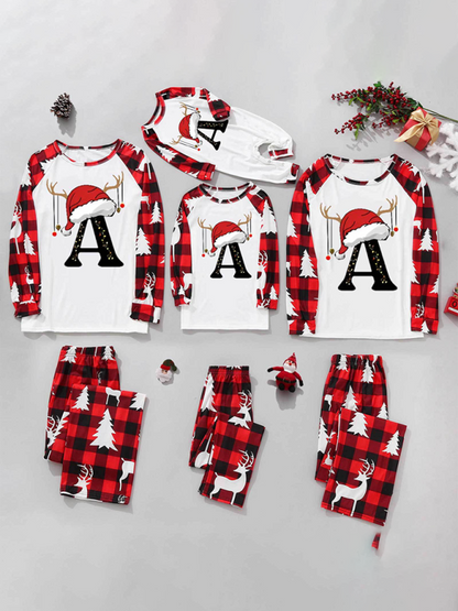 Family Pajamas- Pajamas Family Set: Santa’s Hat Alphabet Printed- - IndioGear.com