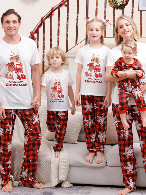 Family Pajamas Set- Rudolph's Reindeer Christmas Pajamas Family Set- White- IndioGear.com