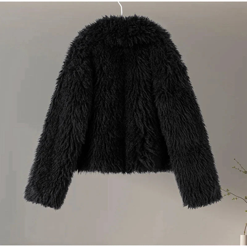 Faux Fur Jackets- Chic Shaggy Charm Jacket Faux Fur- - IndioGear.com