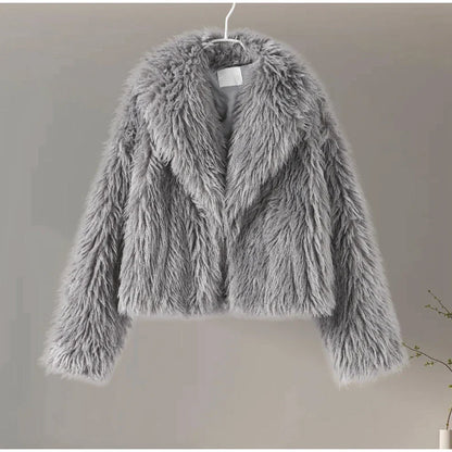 Faux Fur Jackets- Chic Shaggy Charm Jacket Faux Fur- - IndioGear.com