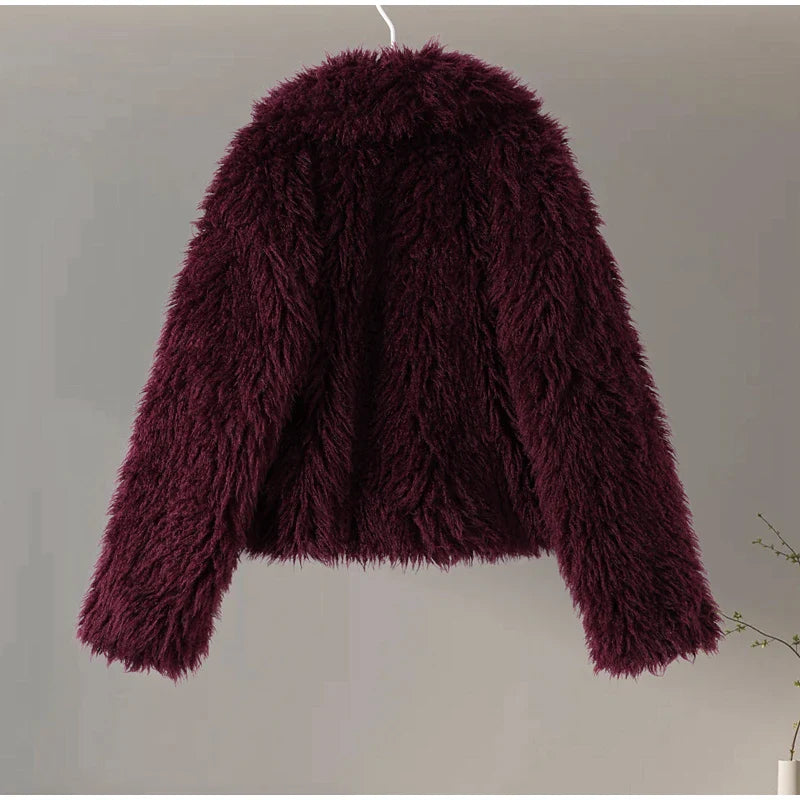 Faux Fur Jackets- Chic Shaggy Charm Jacket Faux Fur- - IndioGear.com