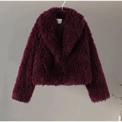 Faux Fur Jackets- Chic Shaggy Charm Jacket Faux Fur- - IndioGear.com