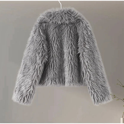 Faux Fur Jackets- Chic Shaggy Charm Jacket Faux Fur- - IndioGear.com