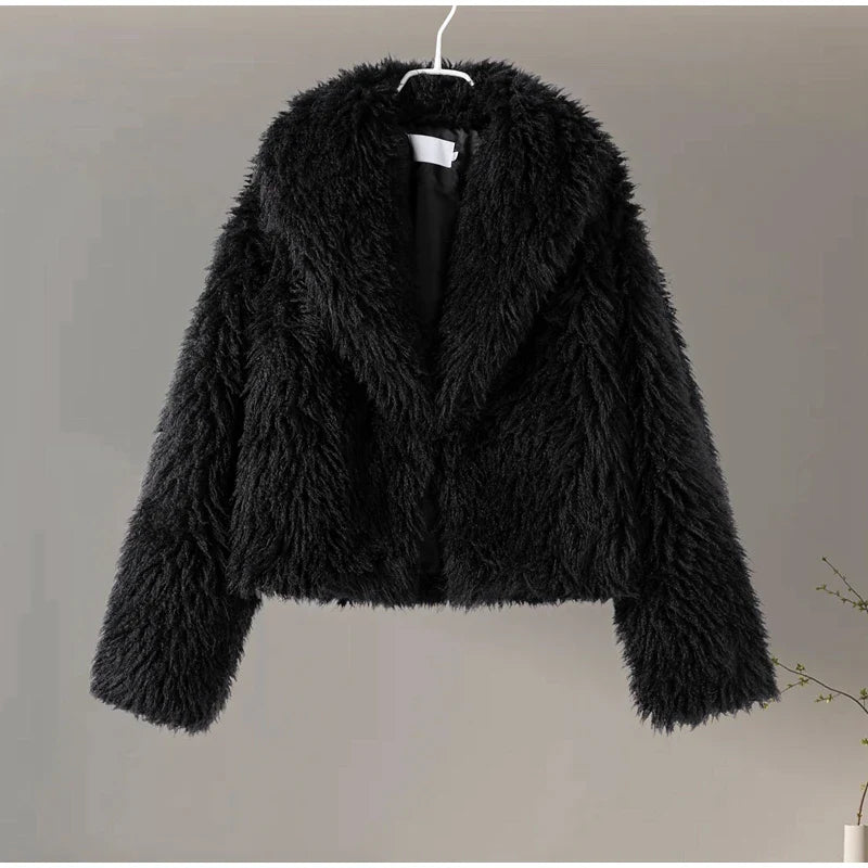 Faux Fur Jackets- Chic Shaggy Charm Jacket Faux Fur- - IndioGear.com