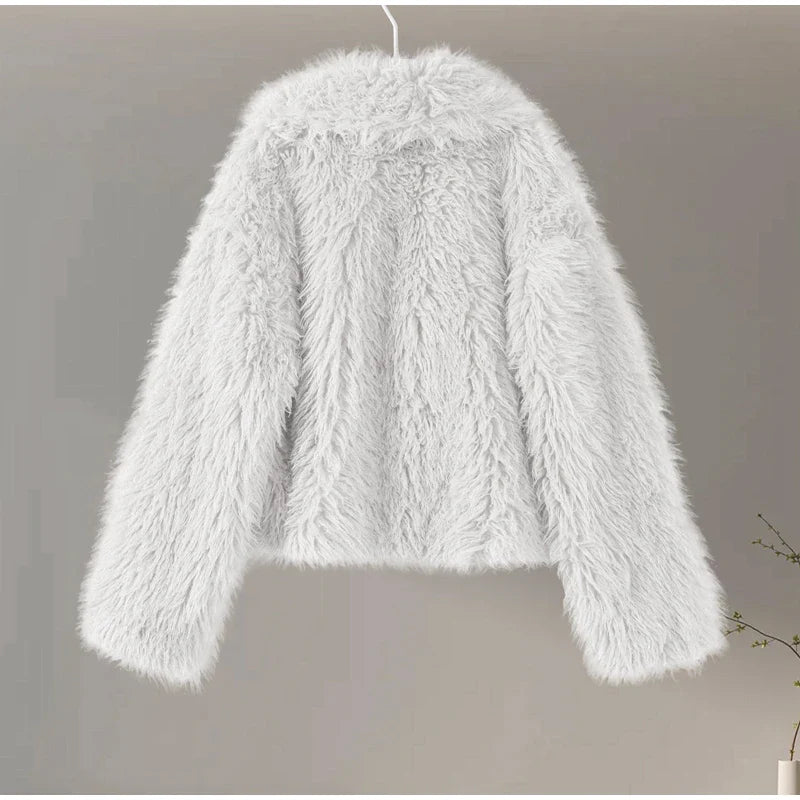 Faux Fur Jackets- Chic Shaggy Charm Jacket Faux Fur- - IndioGear.com