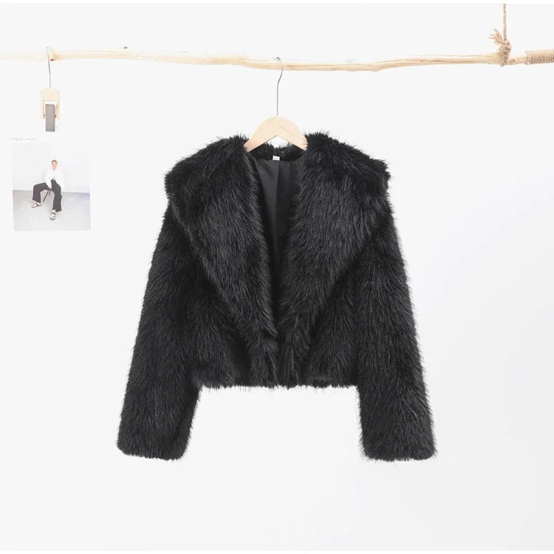 Faux Fur Jackets- Chic Shaggy Charm Jacket Faux Fur- - IndioGear.com