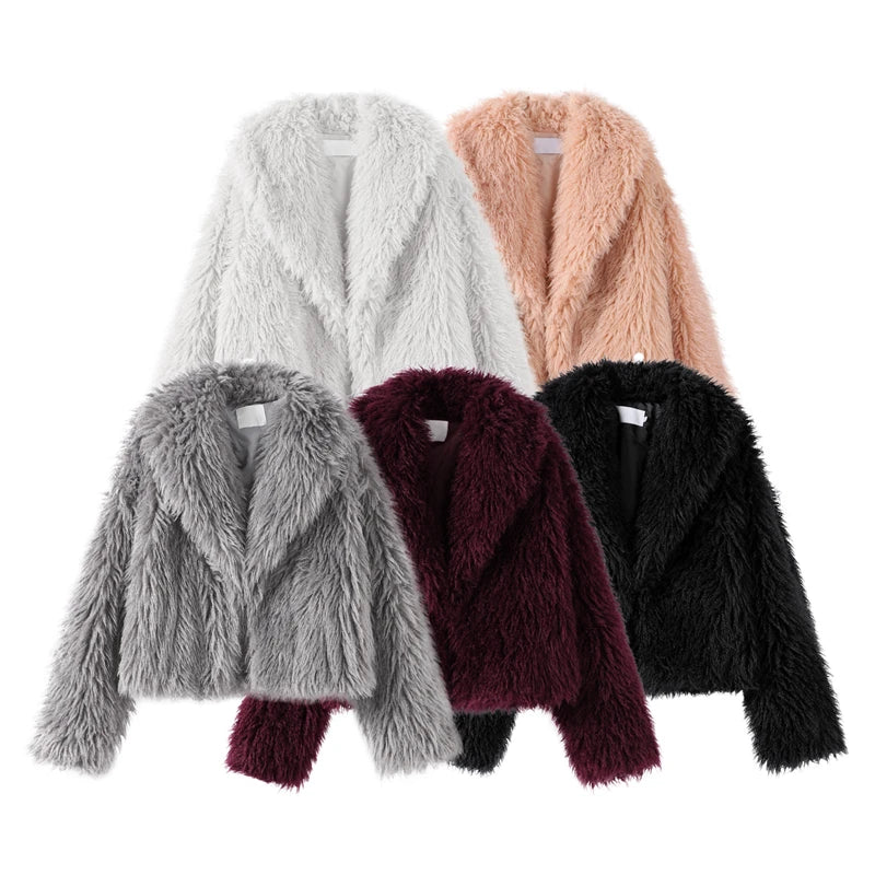 Faux Fur Jackets- Chic Shaggy Charm Jacket Faux Fur- - IndioGear.com