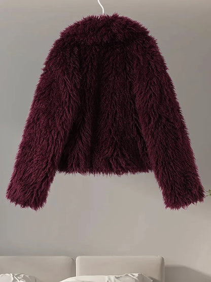 Faux Fur Jackets- Chic Shaggy Charm Jacket Faux Fur- - IndioGear.com