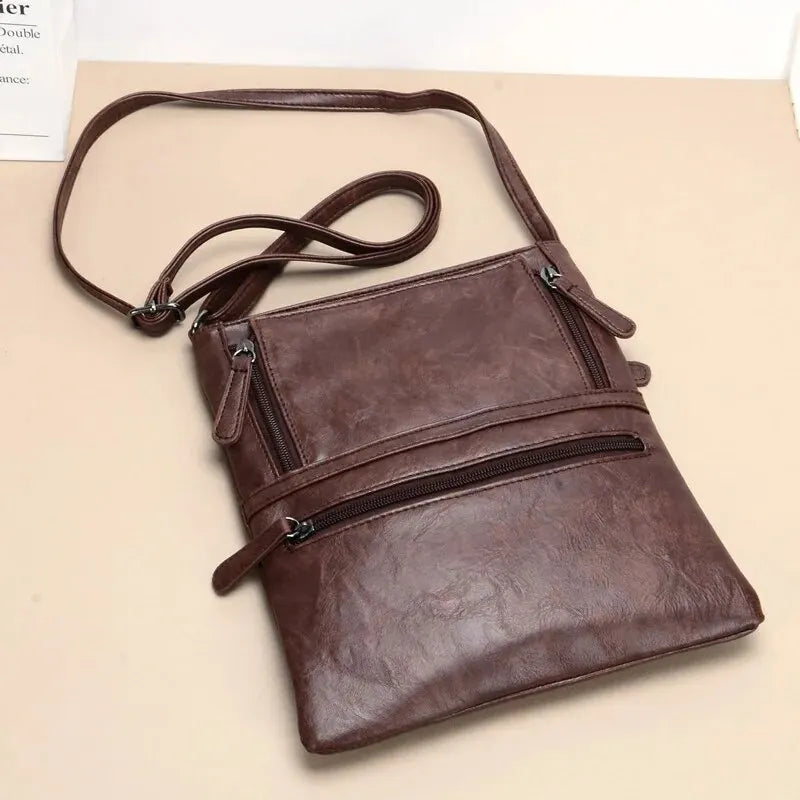 - Faux Leather Crossbody Bag with Multiple Pockets- - IndioGear Fashion and Gear