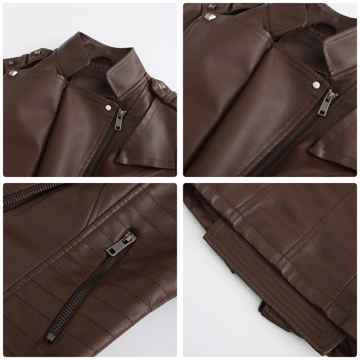 Faux Leather Jackets- Faux Leather Biker Urban Rider Moto Jacket- - IndioGear.com