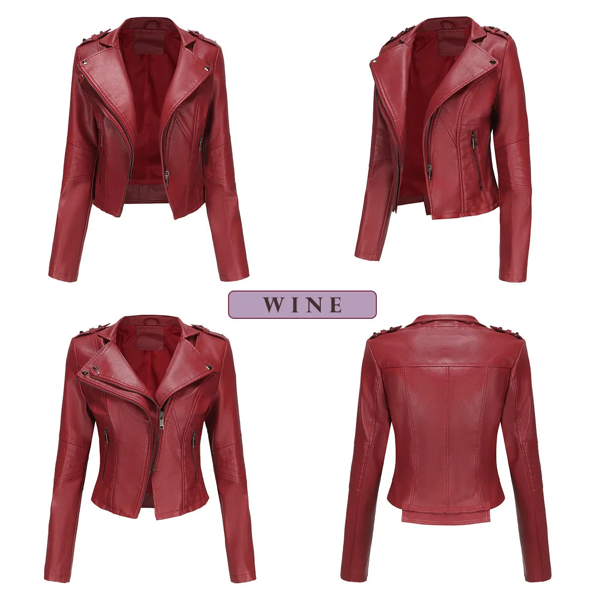 Faux Leather Jackets- Faux Leather Biker Urban Rider Moto Jacket- - IndioGear.com