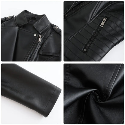 Faux Leather Jackets- Faux Leather Biker Urban Rider Moto Jacket- - IndioGear.com